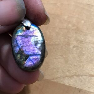 Dainty Bright Purple Labradorite Pendant Necklace